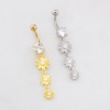 MULTI DAISY FLOWER CASCADE DANGLE BELLY BUTTON NAVEL RING 316L SURGICAL STEEL